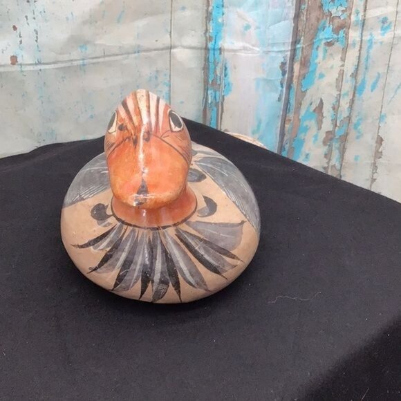 Vintage Mexican Hand-Painted Ceramic Duck Figurine Folk Art Decor - Picture 4 of 6